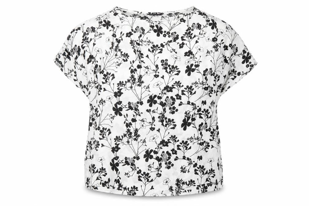 Front view of Marks & Spencer Women's Black Floral Blouse, size 14