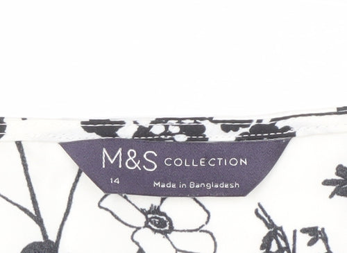 Marks and Spencer Women's Black Floral Blouse Size 14