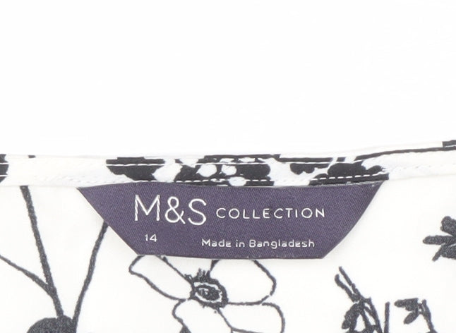 Marks and Spencer Women's Black Floral Blouse Size 14