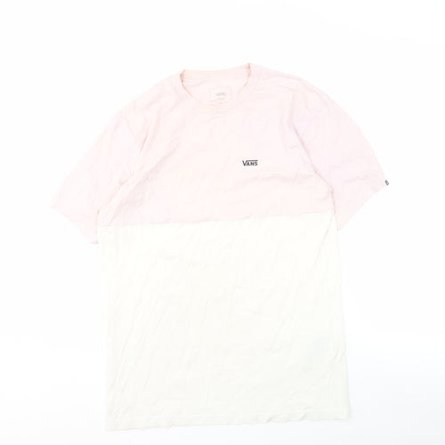 Vans Men's Pink Colourblock T-Shirt, Medium, Cotton
