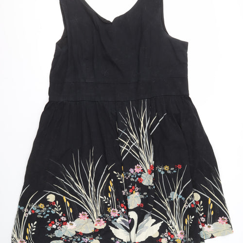 Lindy Bop Black Floral Sleeveless Dress, Size 26
