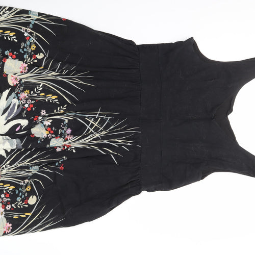Lindy Bop Black Floral Sleeveless Dress, Size 26