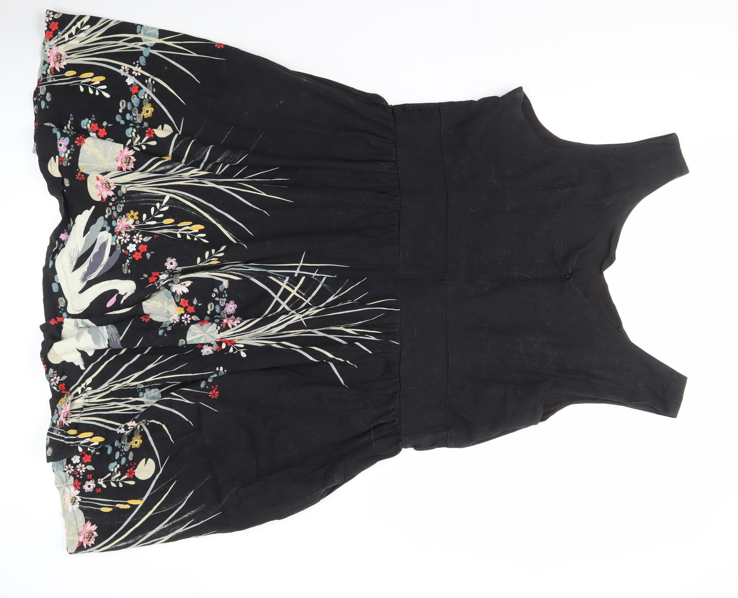 Lindy Bop Black Floral Sleeveless Dress, Size 26