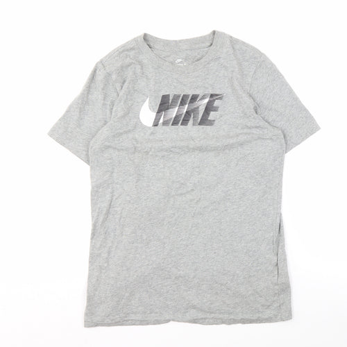 Nike Men's Grey Crew Neck T-Shirt L, Cotton, Logo