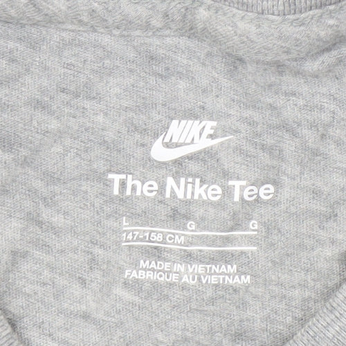Nike Men's Grey Crew Neck T-Shirt L, Cotton, Logo