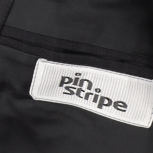 Pin Stripe Men's Black Blazer, 36 Short, Slim Fit