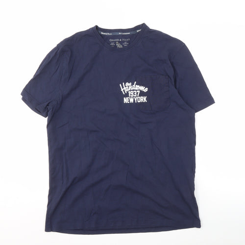 Grand & Hills Men's Blue XL T-Shirt, City Logo, Short Sleeve