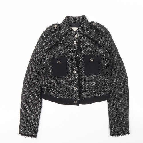 Asobio Women's Black Tweed Military Jacket, Size S