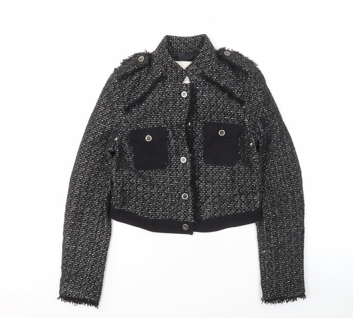 Asobio Women's Black Tweed Military Jacket, Size S