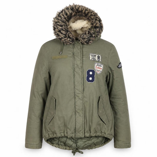 Front view of Brave Soul Women's Green Parka Jacket, size 12