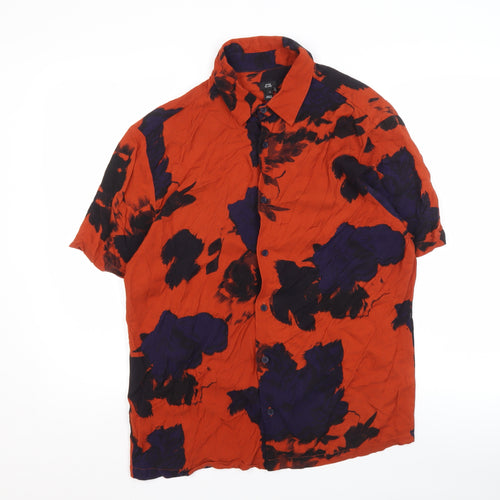 River Island Red Men's M Graphic Print Button-Up Shirt