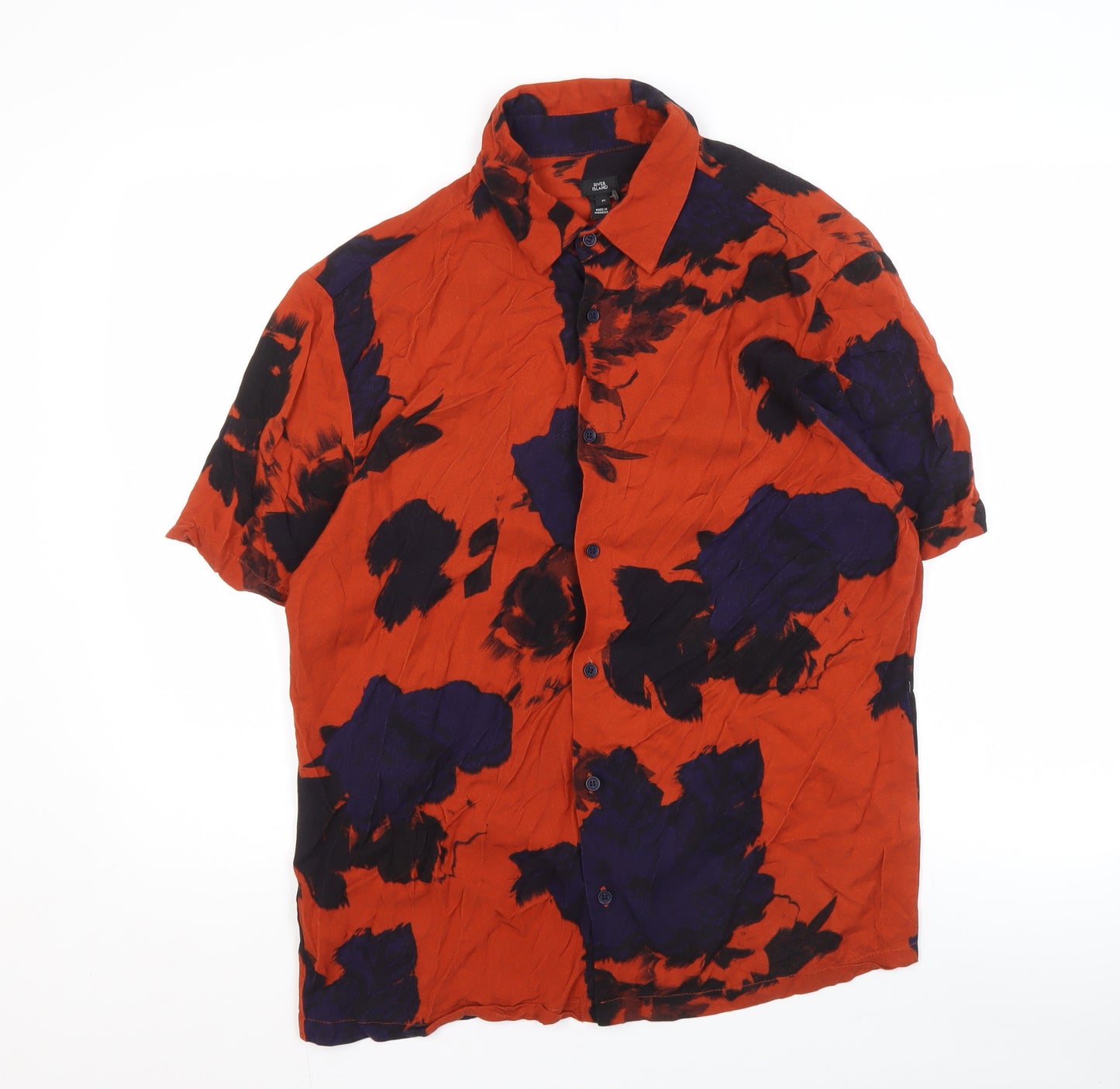 River Island Red Men's M Graphic Print Button-Up Shirt