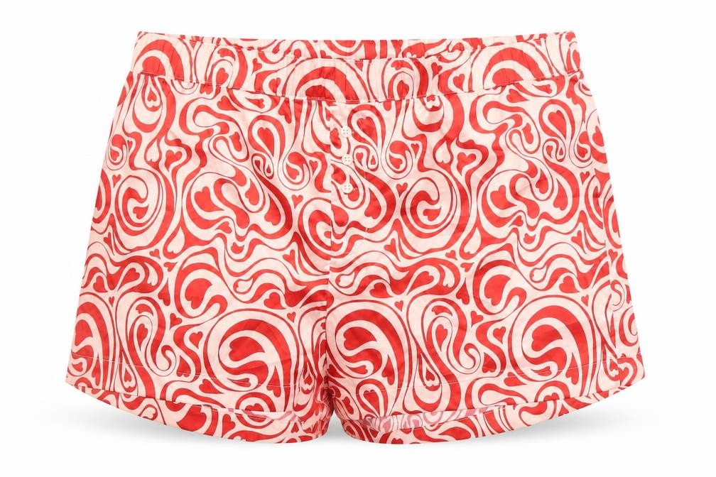 Front view of Monki Women's Red Graphic Print Sleep Shorts XL