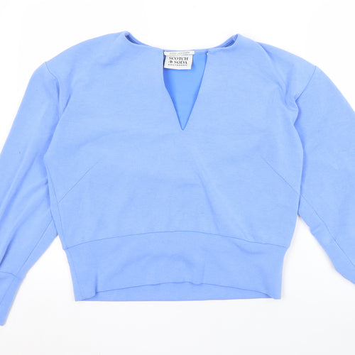 Scotch & Soda Women's Blue V-Neck Top, Size M, Jersey