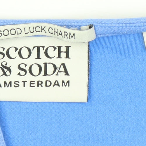 Scotch & Soda Women's Blue V-Neck Top, Size M, Jersey