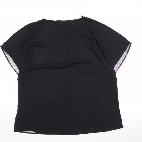 Marks and Spencer Women's Black Floral T-Shirt Size 16