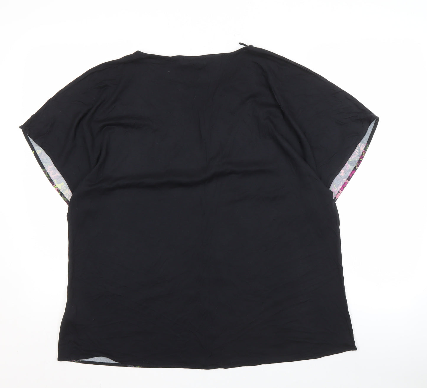 Marks and Spencer Women's Black Floral T-Shirt Size 16