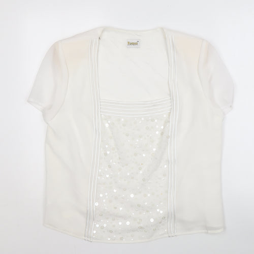 Roman Originals Women's White Sequin Blouse Size 20