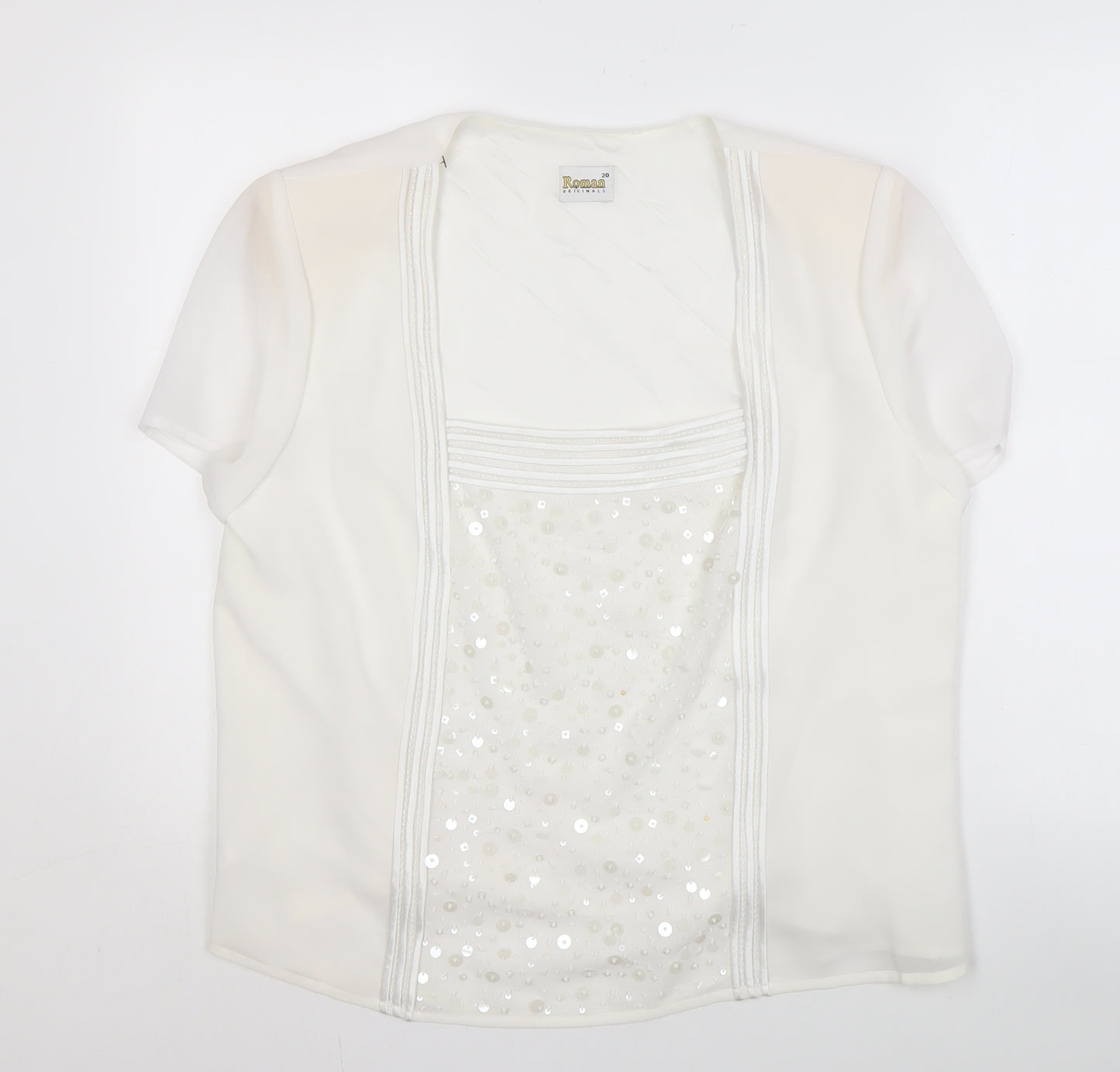 Roman Originals Women's White Sequin Blouse Size 20