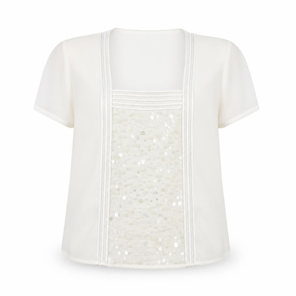 Front view of Roman Originals Women's White Sequin Blouse, size 20