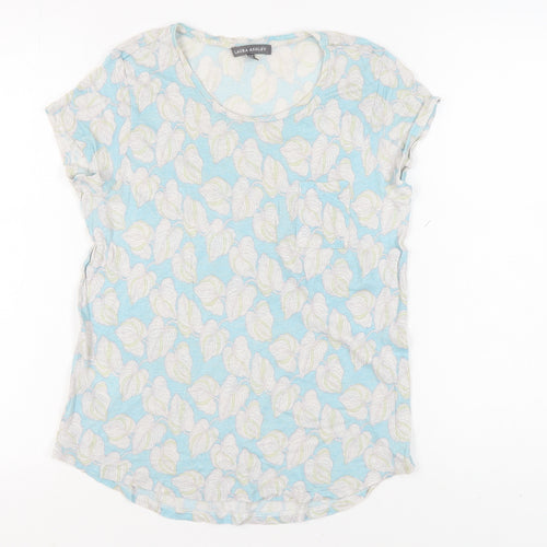 Laura Ashley Women's Blue Floral T-Shirt Size 10