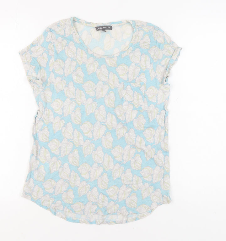 Laura Ashley Women's Blue Floral T-Shirt Size 10
