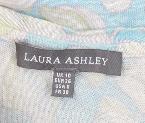 Laura Ashley Women's Blue Floral T-Shirt Size 10
