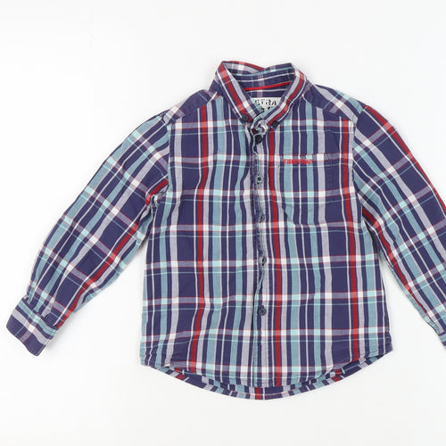 Firetrap Boys Blue Plaid Button-Up Shirt, 4-5 Years, Cotton