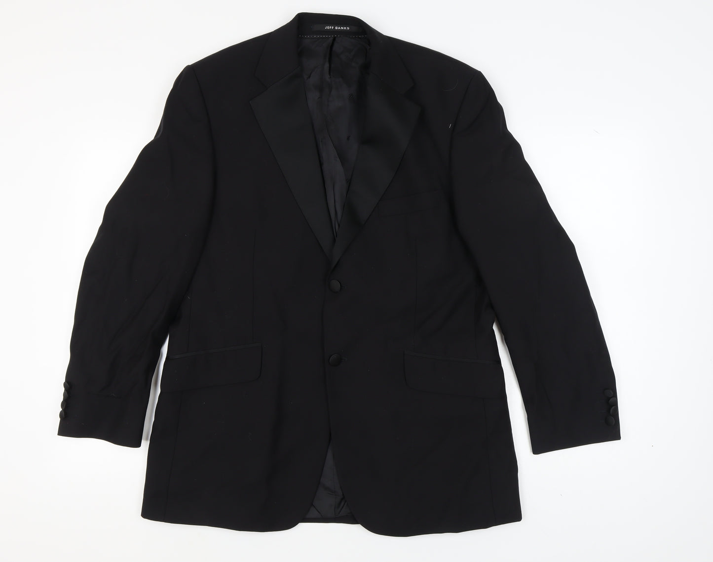Jeff Banks Men's Black Regular Wool Tuxedo Blazer 42R Formal