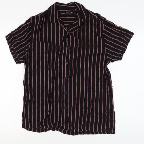 Brave Soul Men's Black Striped Short Sleeve Shirt M