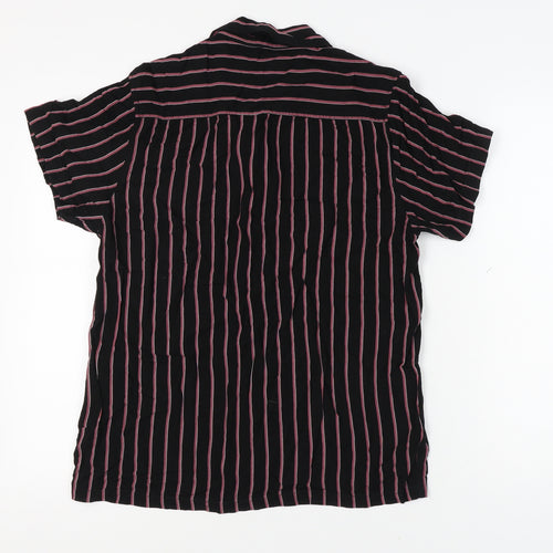 Brave Soul Men's Black Striped Short Sleeve Shirt M