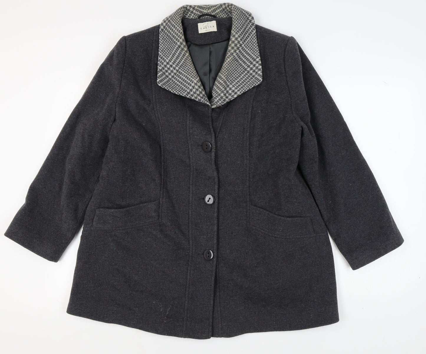 Eastex Women's Grey Wool Cashmere Coat, Size 16, Classic Style