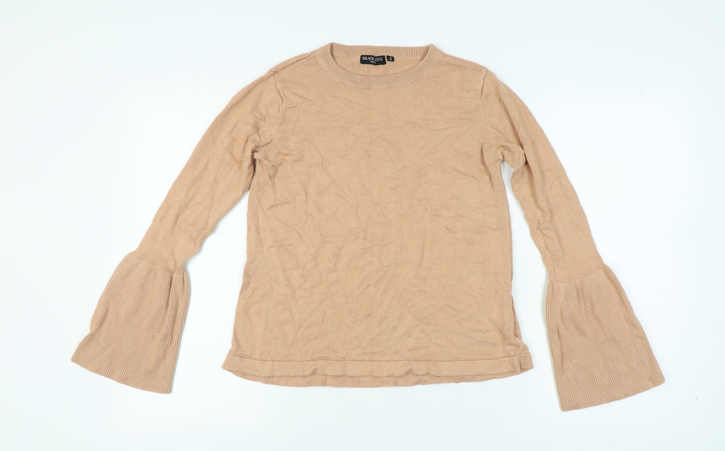 Brave Soul Women's Beige Bell Sleeve Pullover Jumper Size 12