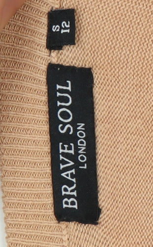 Brave Soul Women's Beige Bell Sleeve Pullover Jumper Size 12