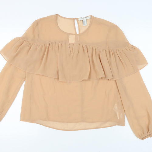 Forever 21 Beige Women's Ruffle Chiffon Blouse M