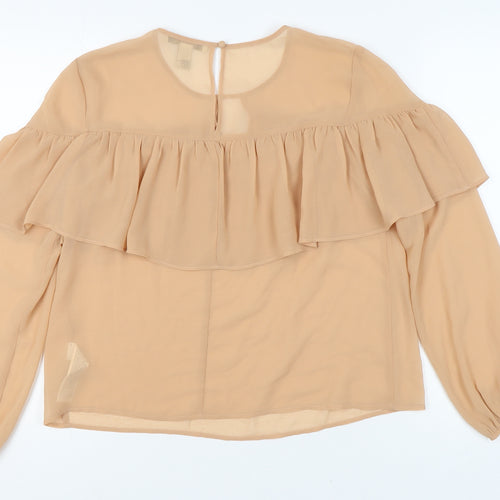 Forever 21 Beige Women's Ruffle Chiffon Blouse M