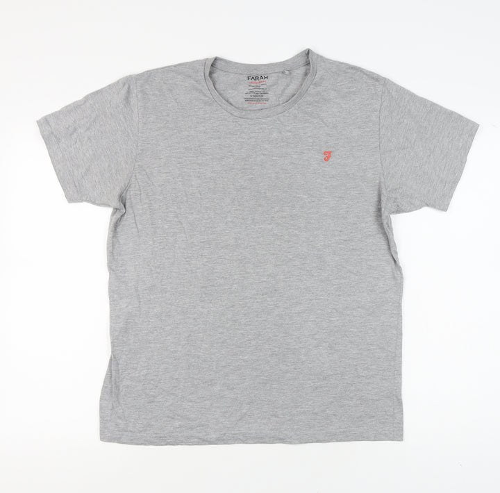 Farah Men's Grey Short Sleeve Crew Neck T-Shirt Size L