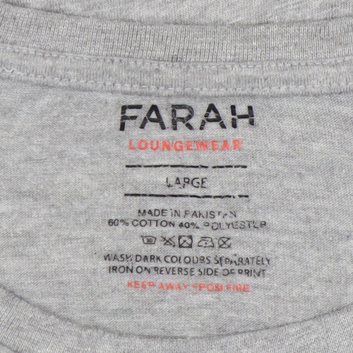Farah Men's Grey Short Sleeve Crew Neck T-Shirt Size L