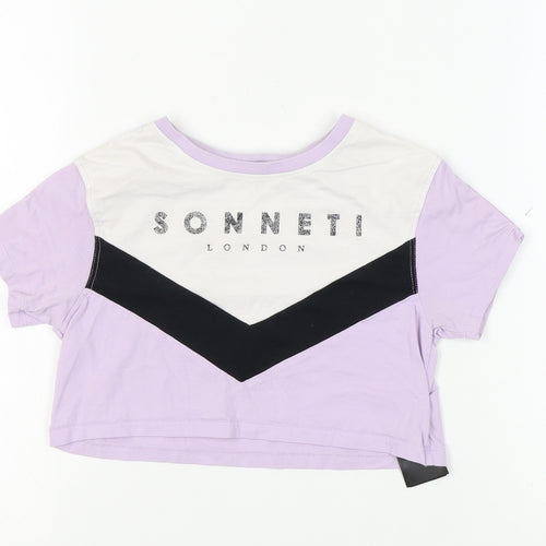 Sonneti Girls Cropped Colourblock T-Shirt in Purple - 10-11 Years