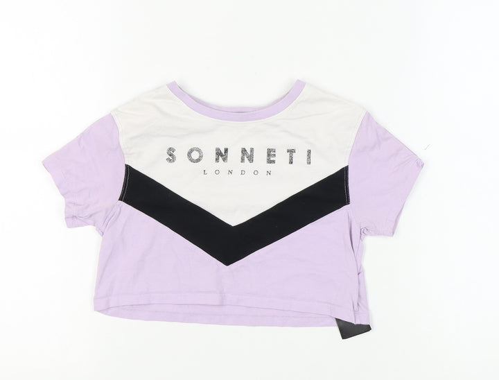 Sonneti Girls Cropped Colourblock T-Shirt in Purple - 10-11 Years