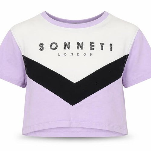Sonneti Girls Cropped Colourblock T-Shirt in Purple - 10-11 Years