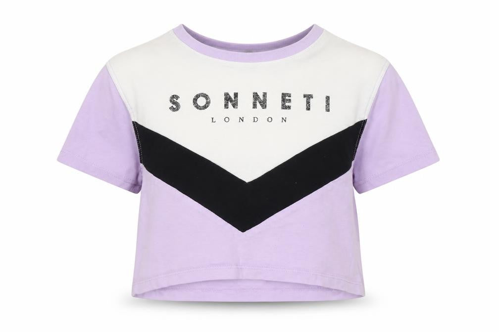 Sonneti Girls Cropped Colourblock T-Shirt in Purple - 10-11 Years