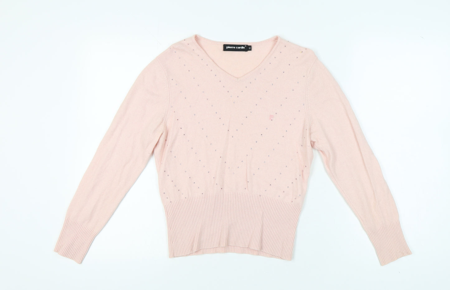 Pierre Cardin Women's Pink V-Neck Pullover Jumper Size 10