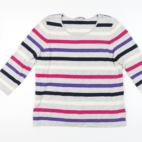 Laura Ashley Women's Grey Stripe Pullover Jumper UK 12