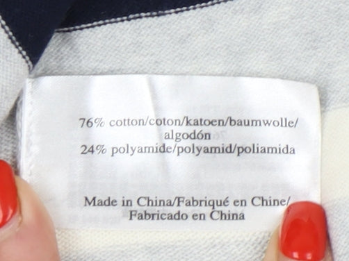 Laura Ashley Women's Grey Stripe Pullover Jumper UK 12