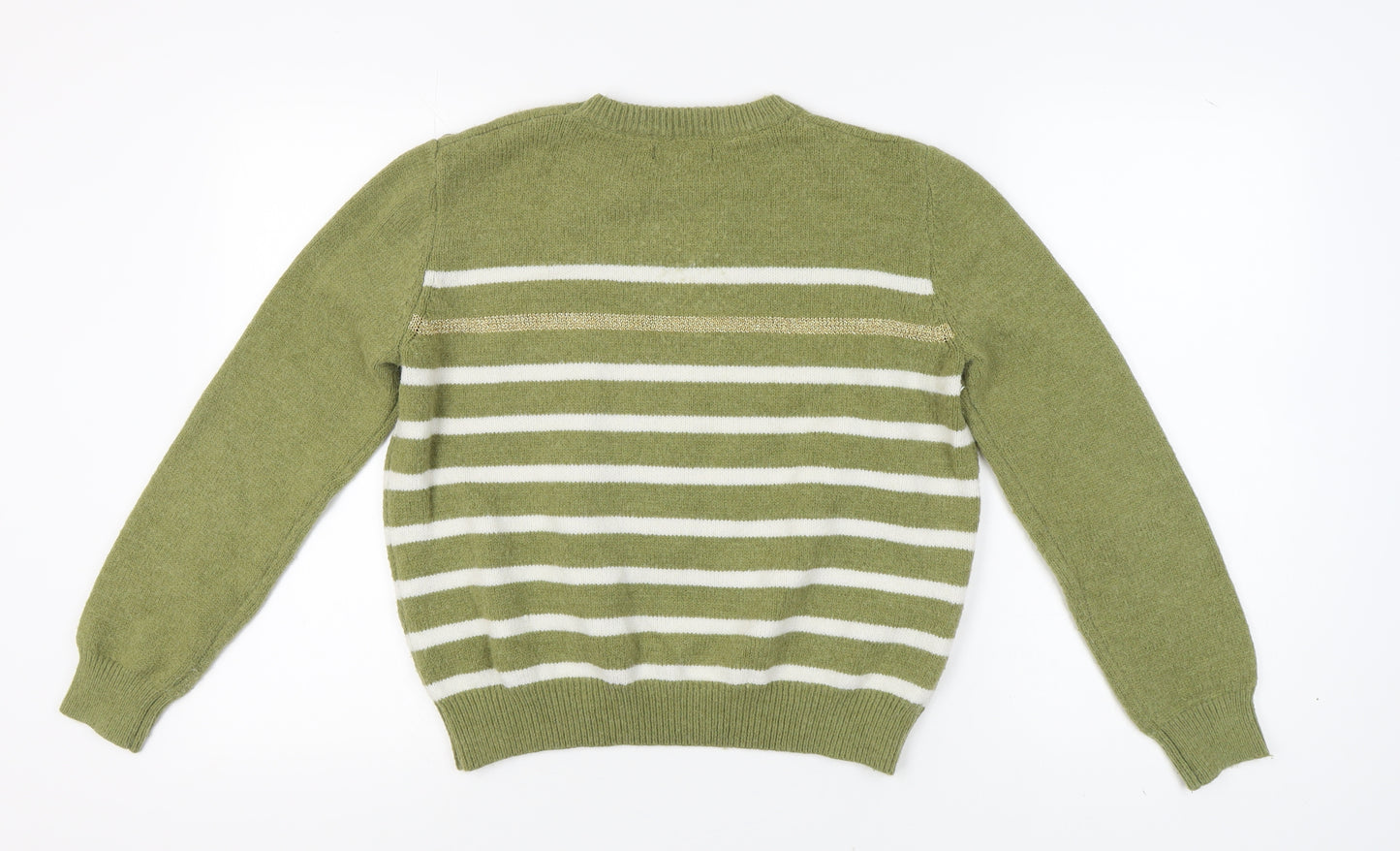 JCL Women's M/L Green Striped Pullover Jumper