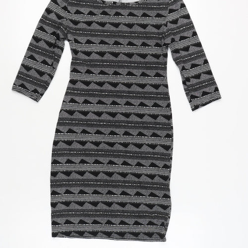 New Look Women’s Black Geometric Pencil Dress Size 10
