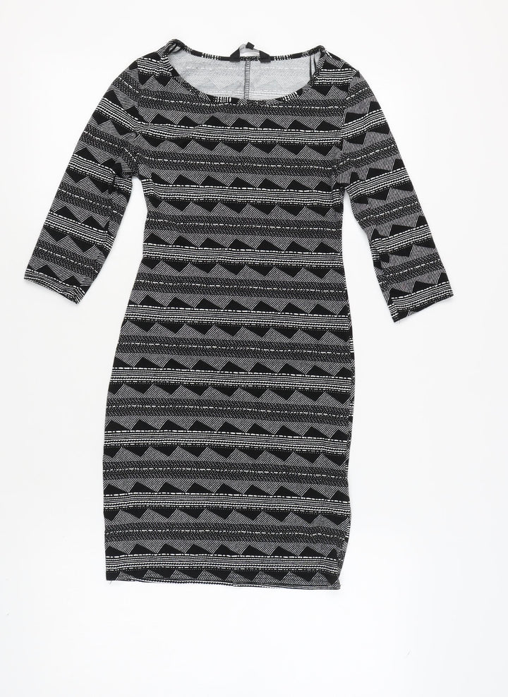 New Look Women’s Black Geometric Pencil Dress Size 10