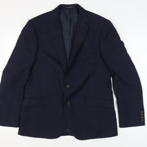 Marks and Spencer Men's Blue Blazer, Size L, Striped