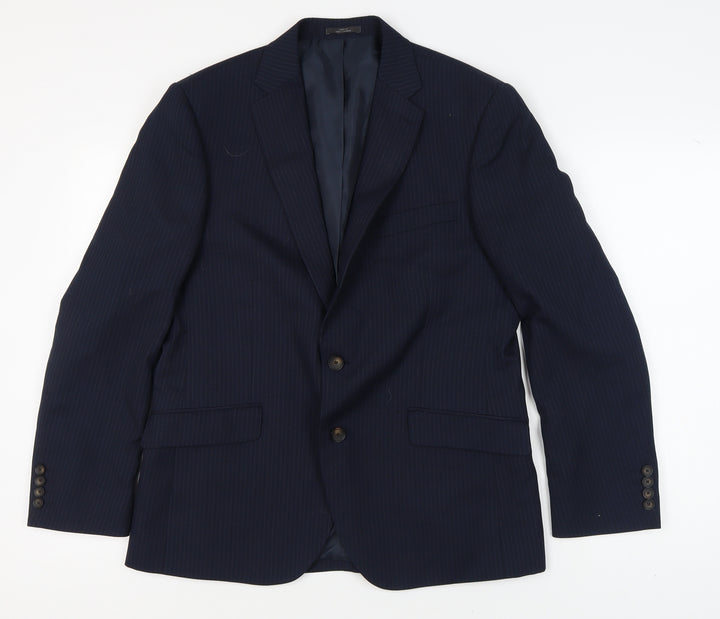 Marks and Spencer Men's Blue Blazer, Size L, Striped